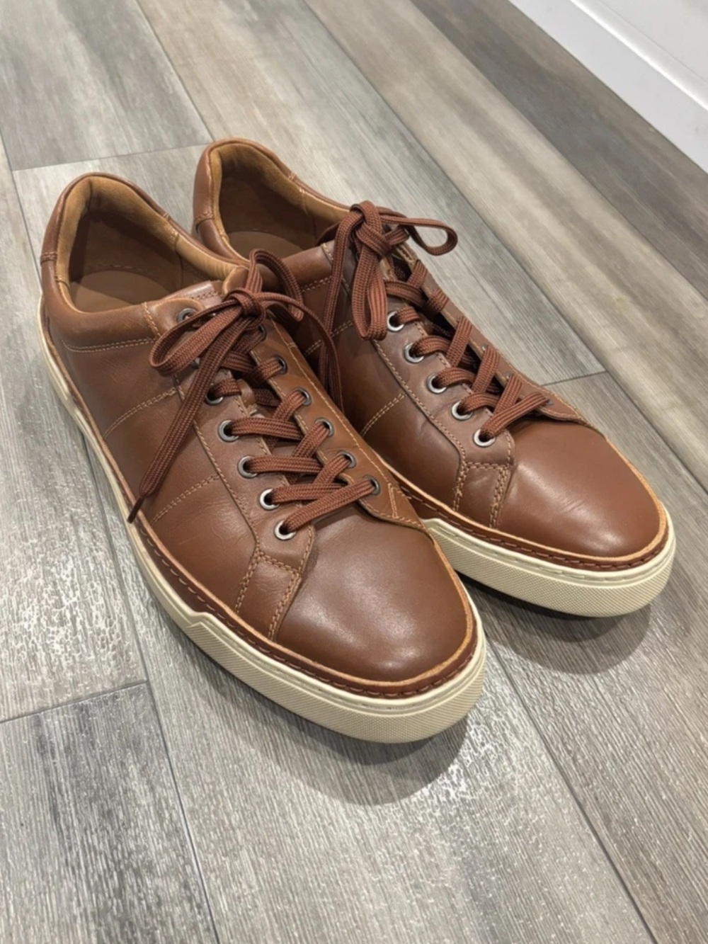 Allen Edmonds Port Washington Porter Derby Leather Brown Sneaker Mens Size 13 D